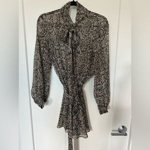 ZARA SNAKE PRINT DRESS with NECK TIE